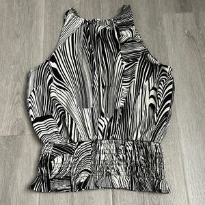 Express Black and White Smocked Tank Top size Xs